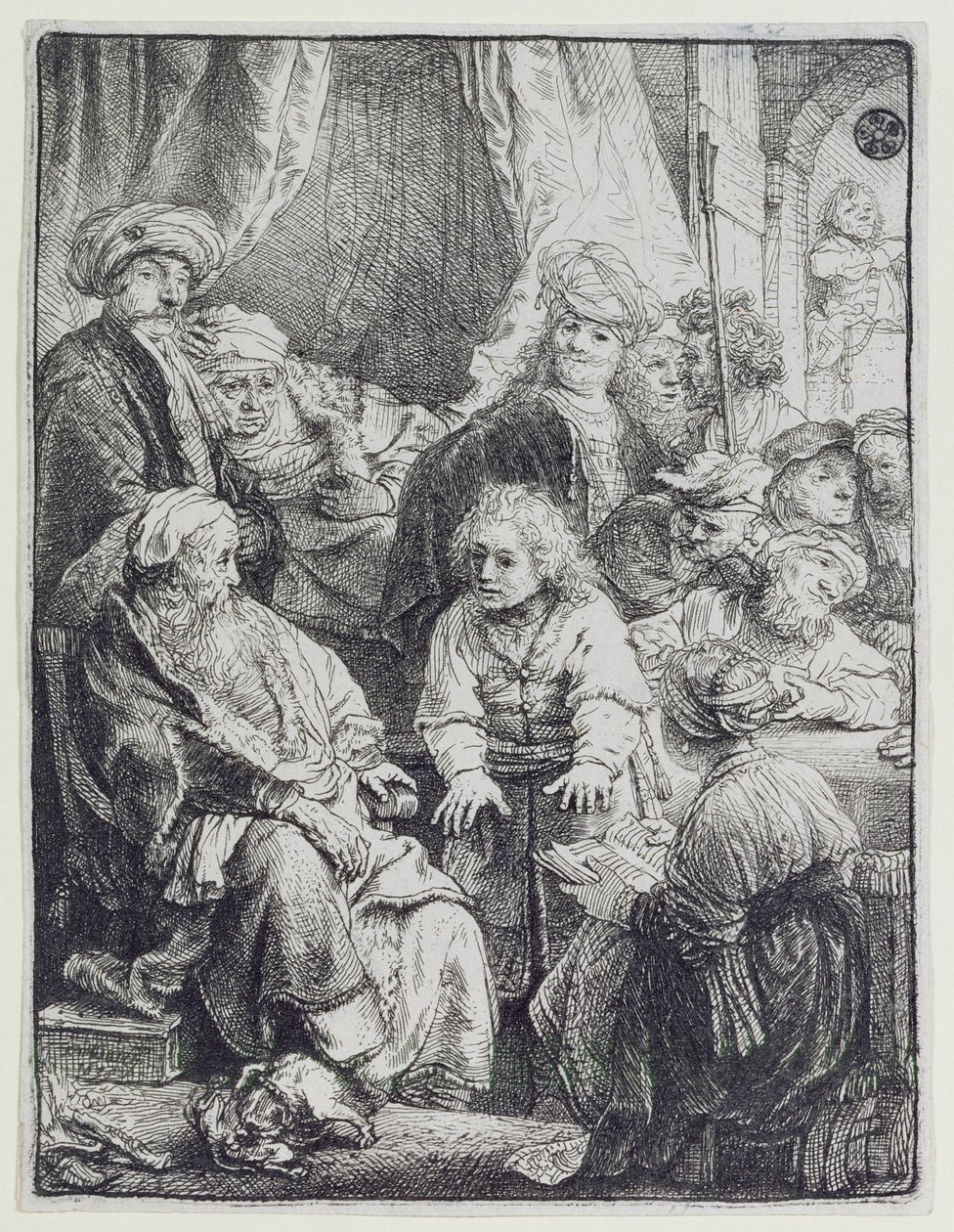 Joseph fortæller sine drømme (ætsning) af Rembrandt van Rijn