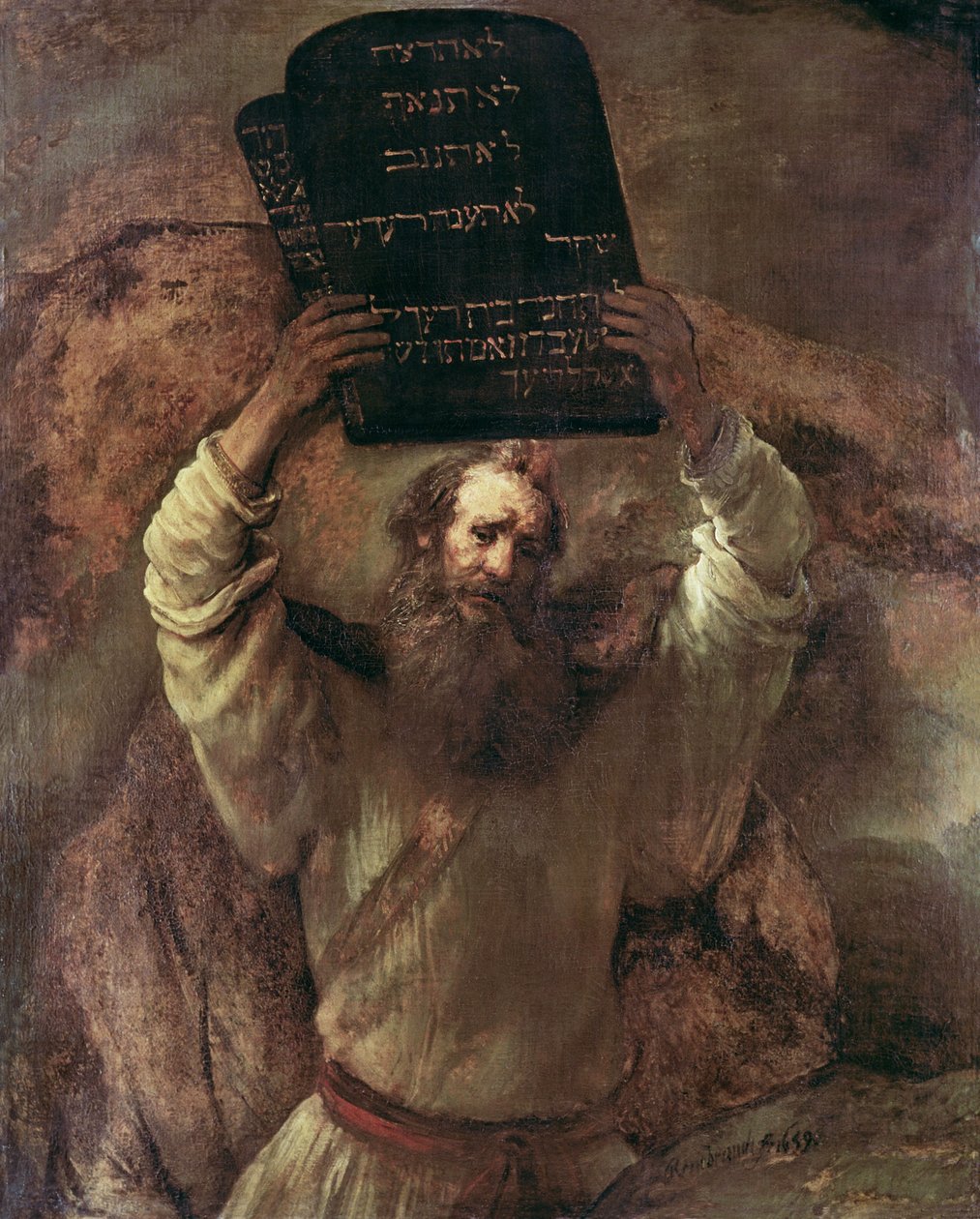 Moses smadrer lovens tavler af Rembrandt van Rijn