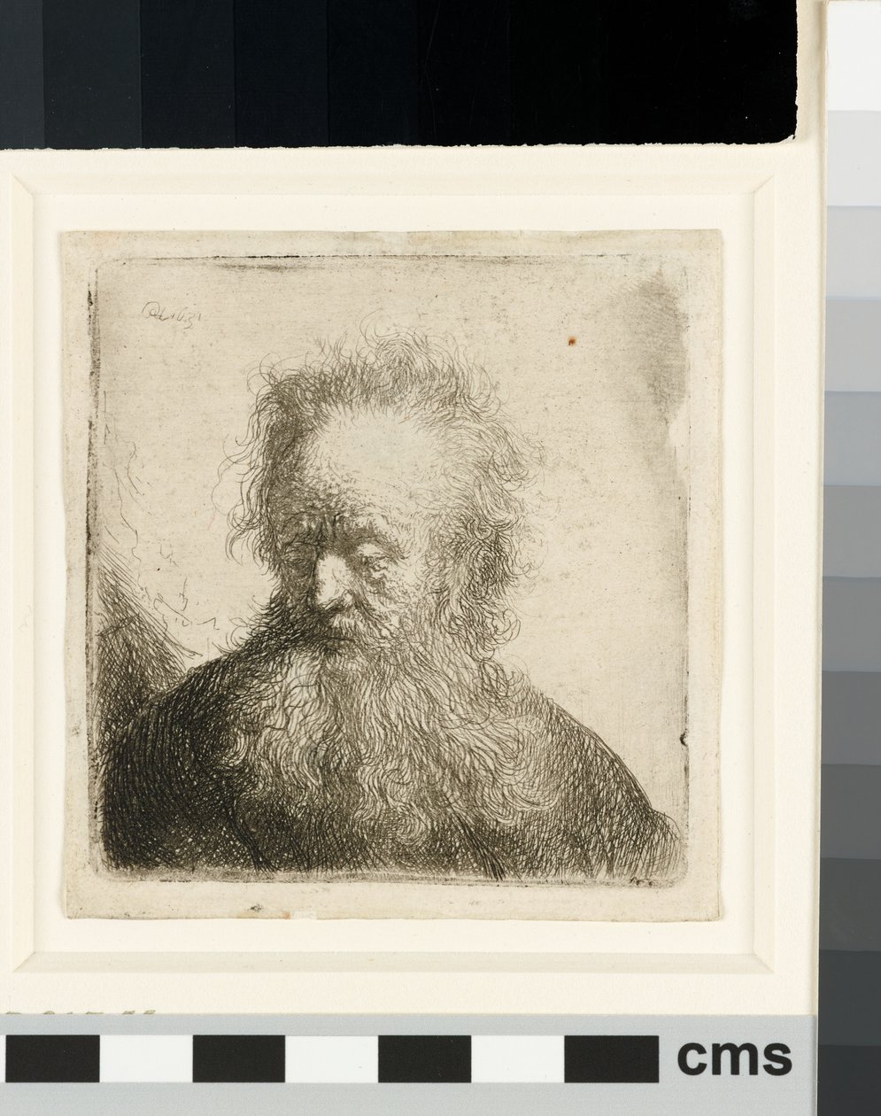 Gammel mand med flydende skæg: buste af Rembrandt van Rijn