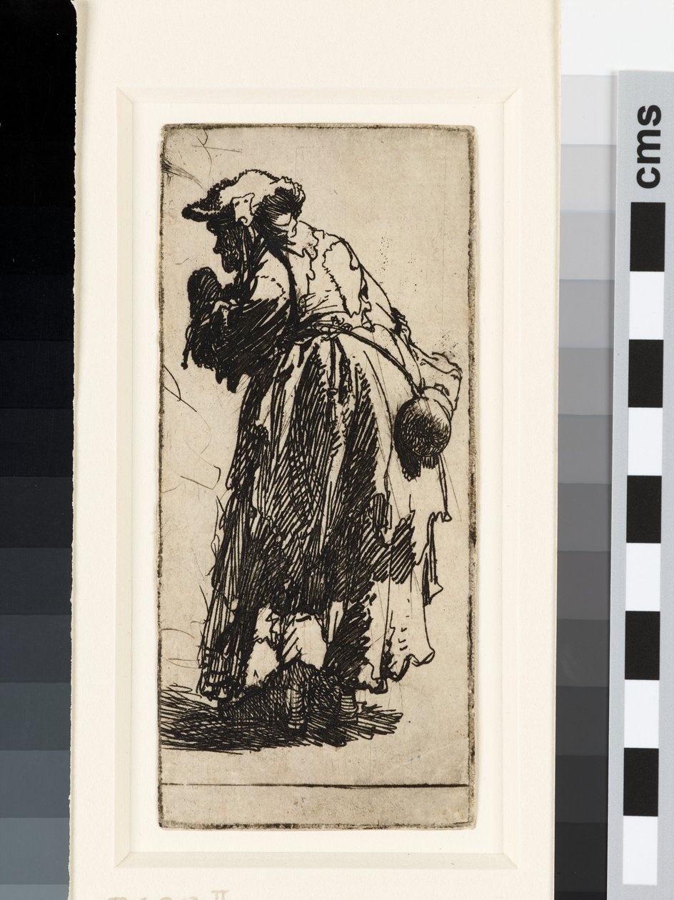 Gammel tiggerkvinde med græskar, ca. 1629 (radering) af Rembrandt van Rijn