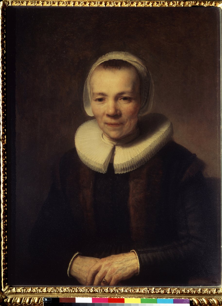 Portræt af Baartje Martens Doomer (Portræt af Baartje Martens-Doomer). Peinture de Harmenszoon van Rijn denne Rembrandt (1606-1669) af Rembrandt Harmensz. van Rijn