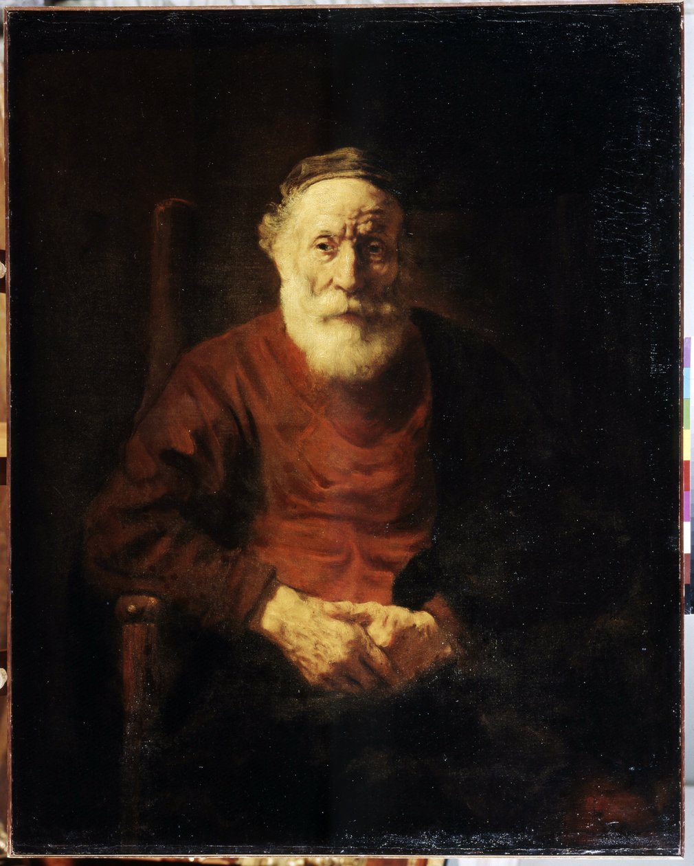 Portræt af en gammel mand i rødt. Maleri af Harmenszoon van Rijn kendt som Rembrandt (1606-1669) af Rembrandt Harmensz. van Rijn