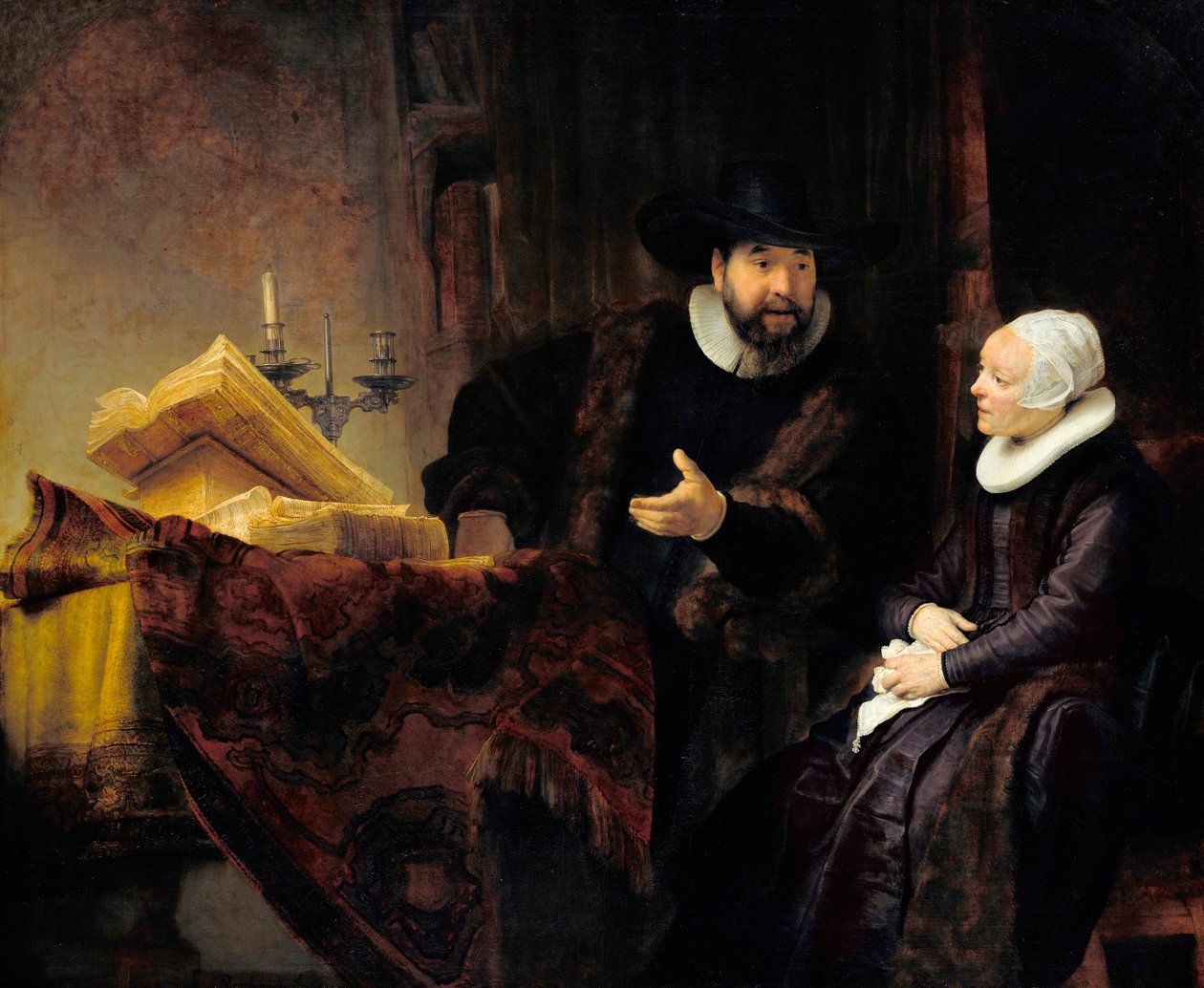 Portræt af mennonitprædikanten, Cornelis Claesz Anslo og hans hustru, Aaltje Gerrits Dr. Schouten af Rembrandt van Rijn