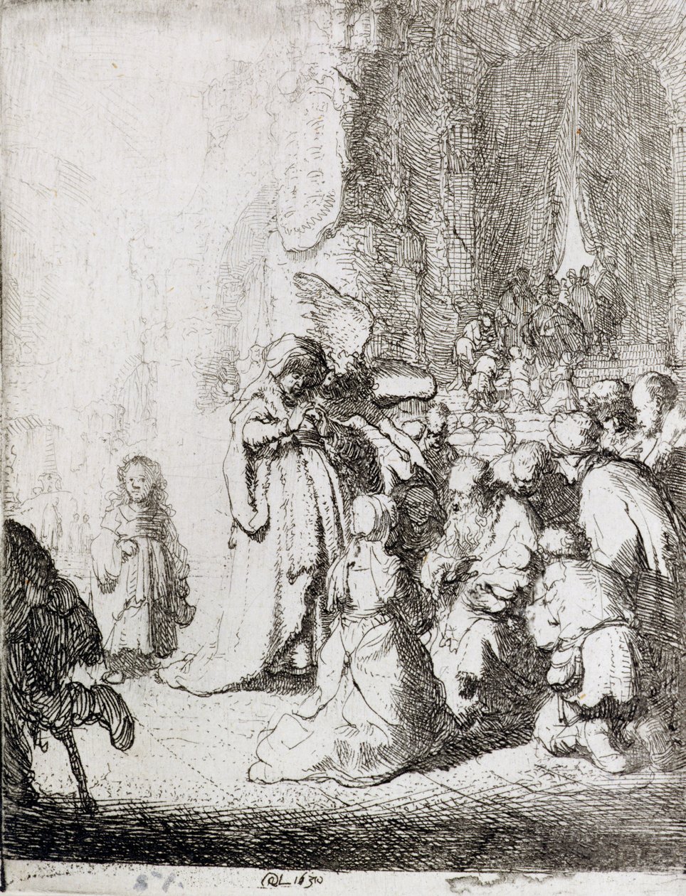 Præsentation i templet (pen og blæk på papir) af Rembrandt van Rijn