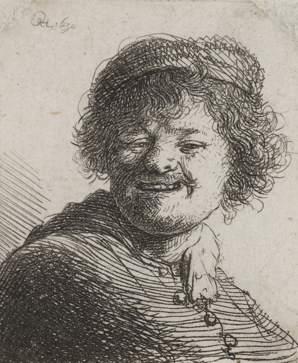 Rembrandt i en kasket, griner: Buste af Rembrandt van Rijn