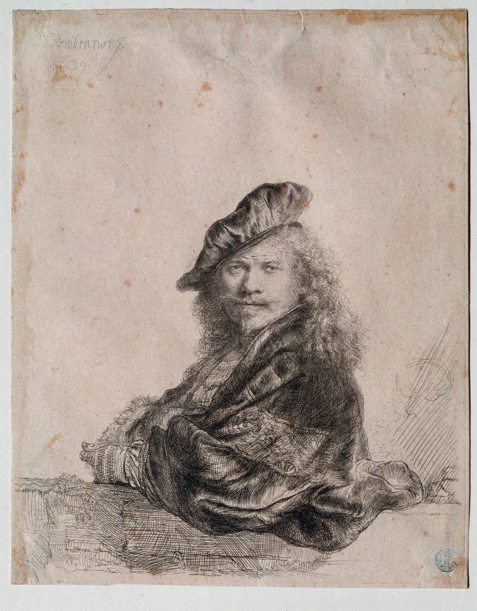 Selvportræt (Selvportræt) Maleri af Rembrandt Harmenszoon van Rijn (1606-1669) 1639 Dim 207x164 cm Gabinetto Disegni e Stampe, Uffizi (Kontorer) Firenze af Rembrandt van Rijn