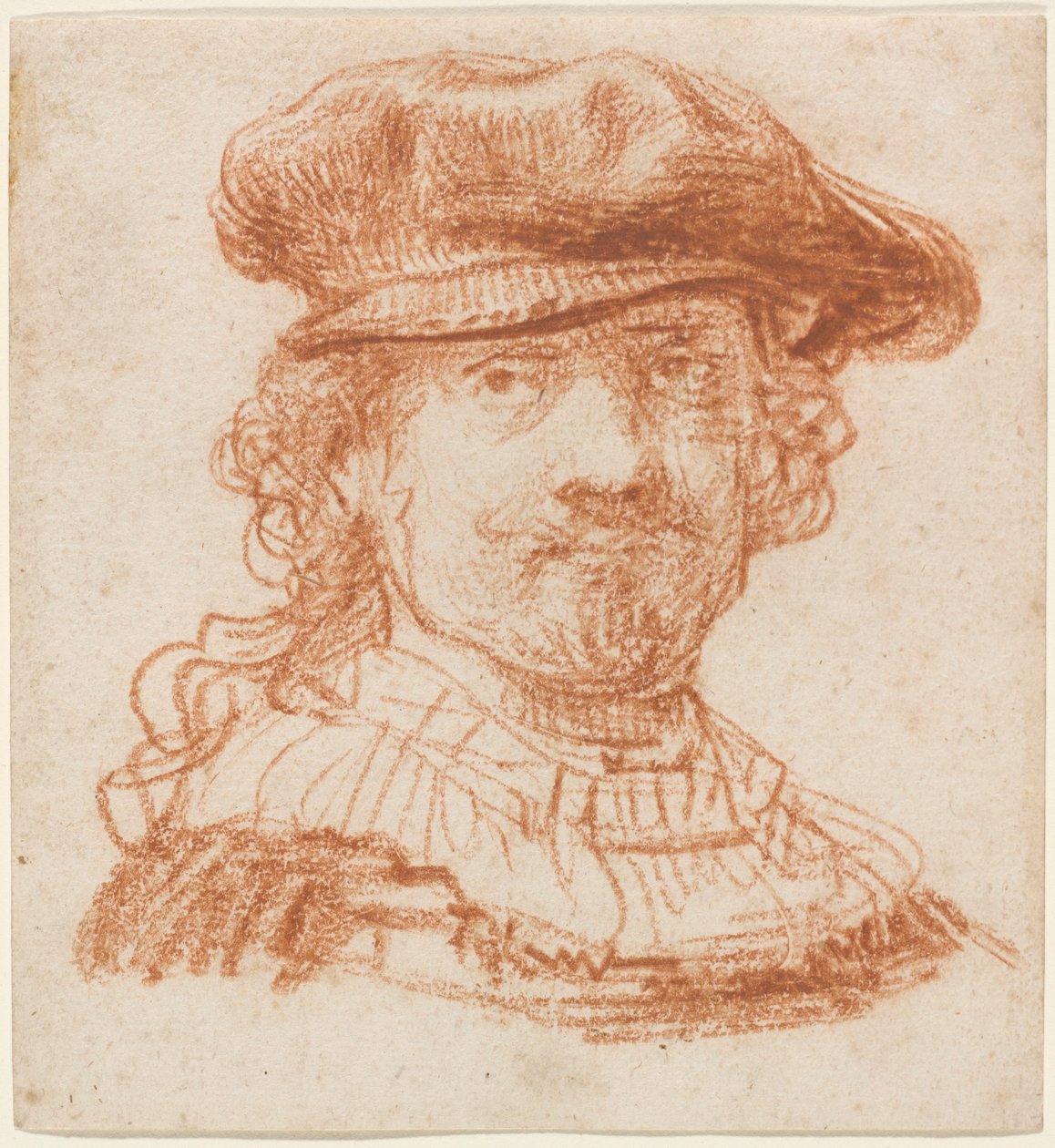Selvportræt, ca. 1637 (rødt kridt) af Rembrandt van Rijn