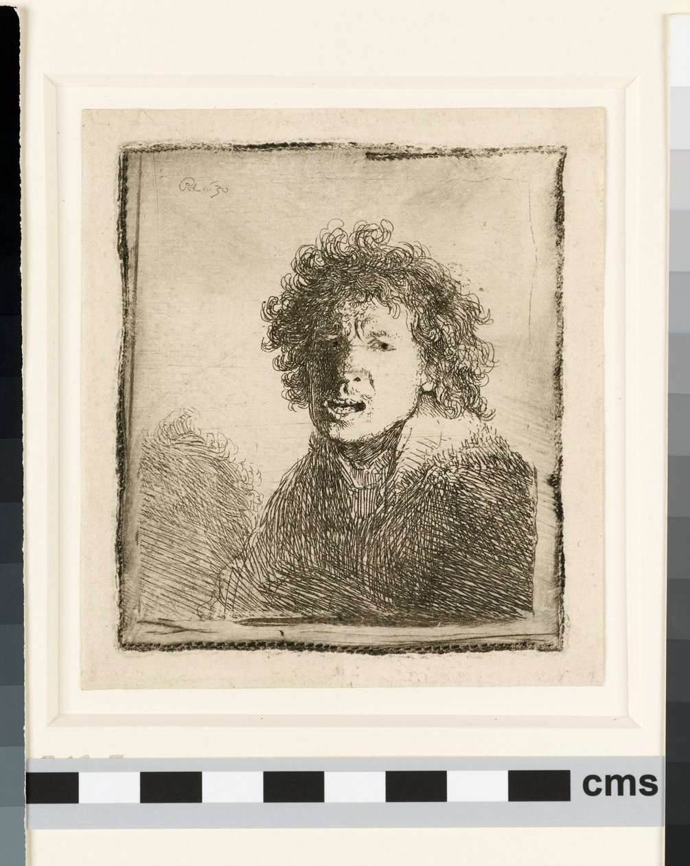 Selvportræt med åben mund af Rembrandt van Rijn