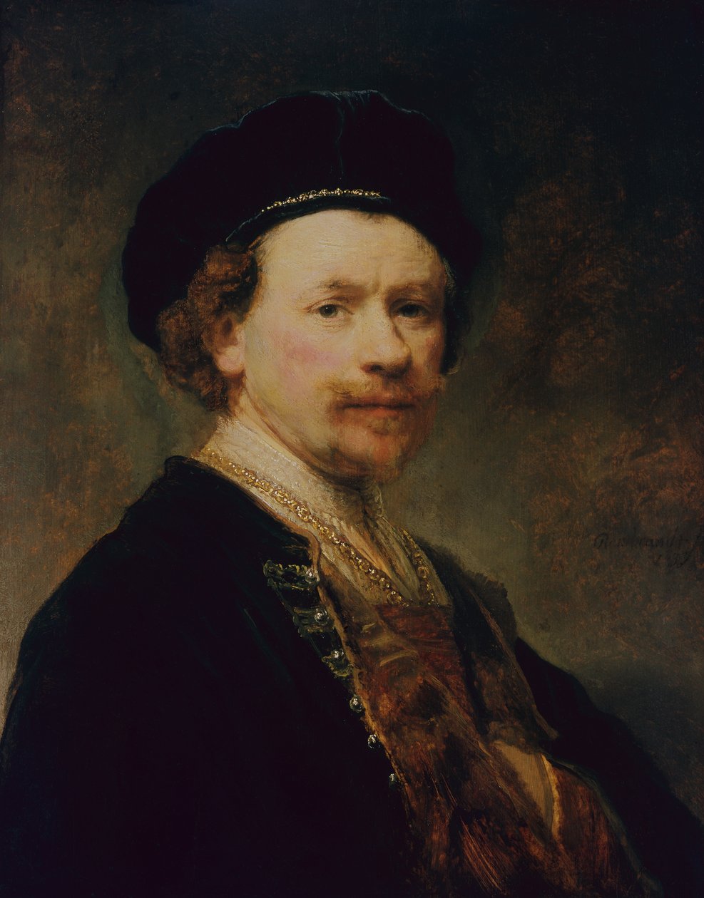Selvportræt, ca. 1636-8 (olie på panel) af Rembrandt Harmensz. van Rijn