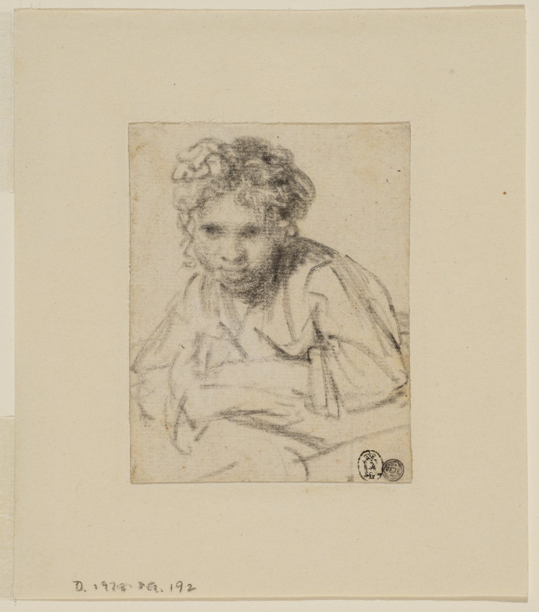 Studie til maleriet "En pige ved et vindue", før 1645 (grafit på papir) af Rembrandt van Rijn