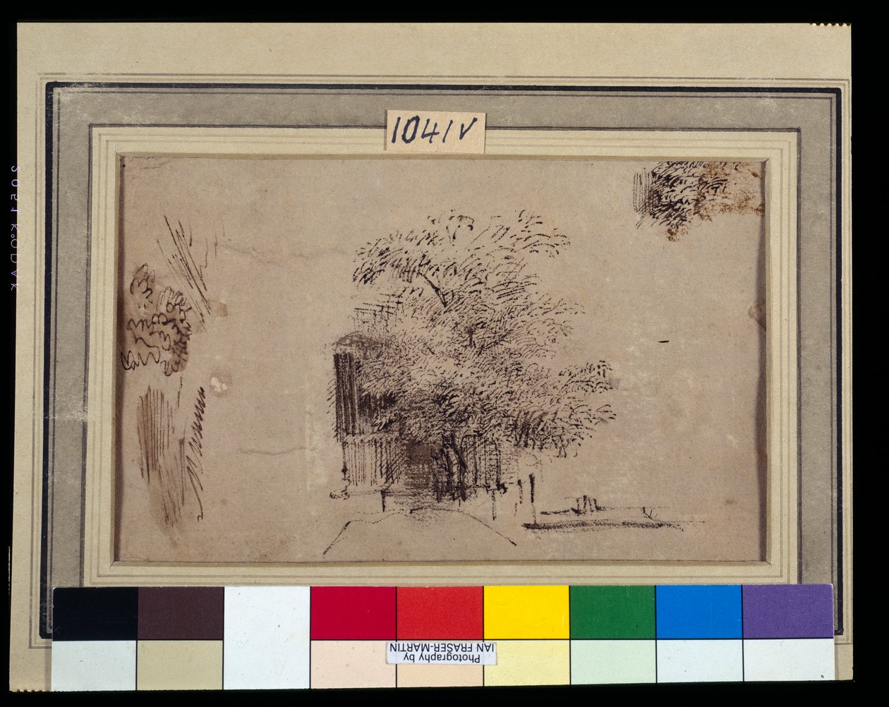 Studie af et træ foran et hus (pen og blæk med vask på papir) af Rembrandt Harmensz. van Rijn
