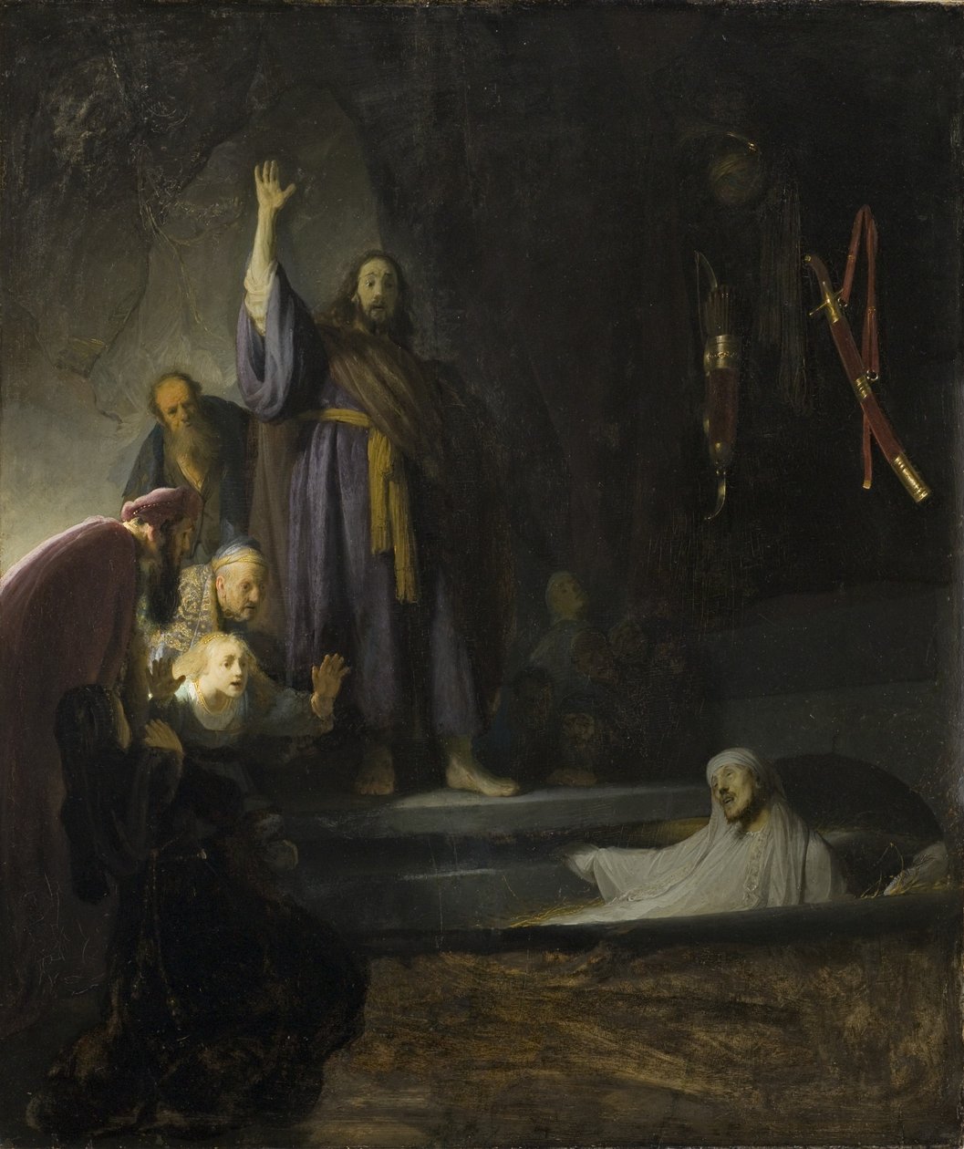 The Raising of Lazarus, ca. 1630-2 (olie på træ) af Rembrandt van Rijn