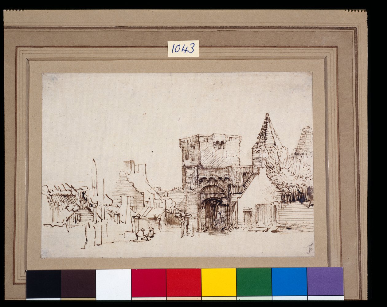 Rijnpoort ved Rhenen i Gelderland, ca. 1649 (rørpen og blæk med vask på papir) af Rembrandt Harmensz. van Rijn