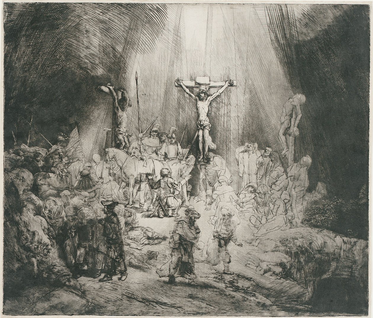 De tre kors, ca. 1653 (radering) af Rembrandt Harmensz. van Rijn
