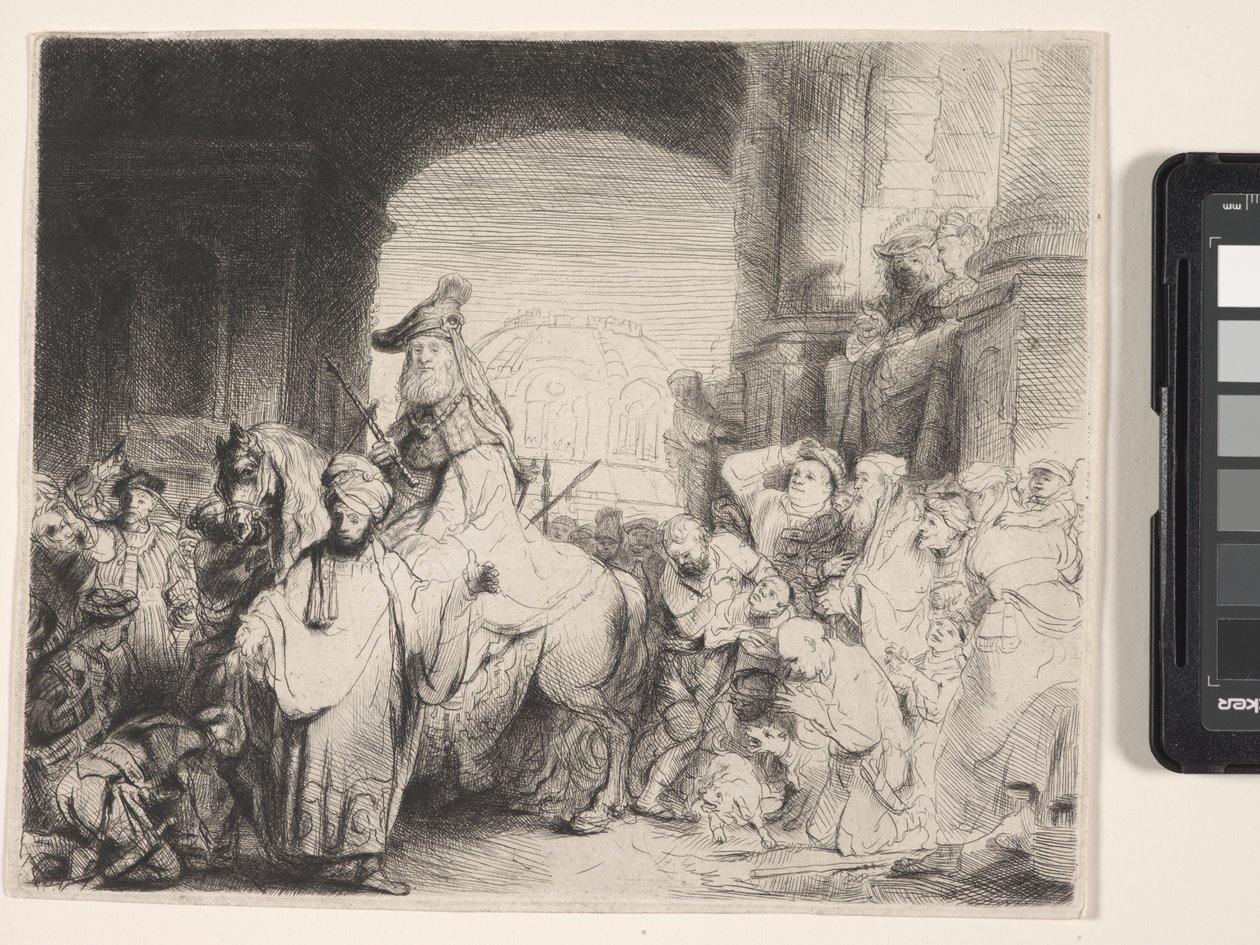 Mordokajs triumf (ætsning og tørnål) af Rembrandt Harmensz. van Rijn