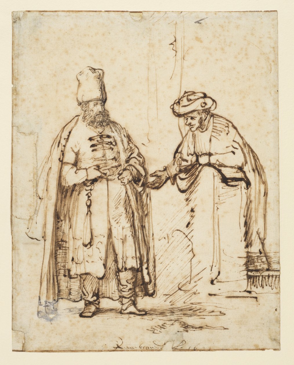 To mænd i diskussion, 1641 af Rembrandt van Rijn