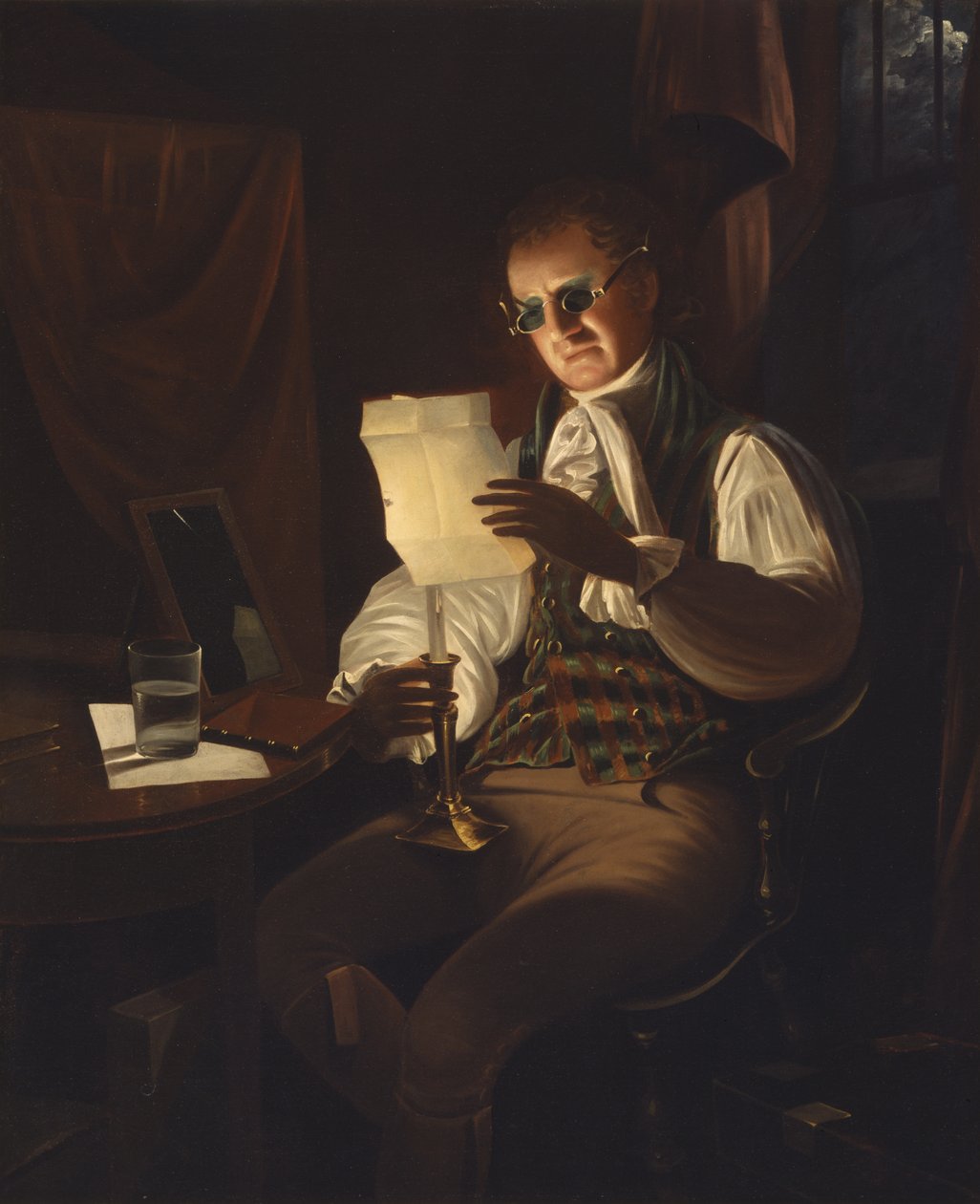 Mand læser ved stearinlys, 1805-08 af Rembrandt Peale