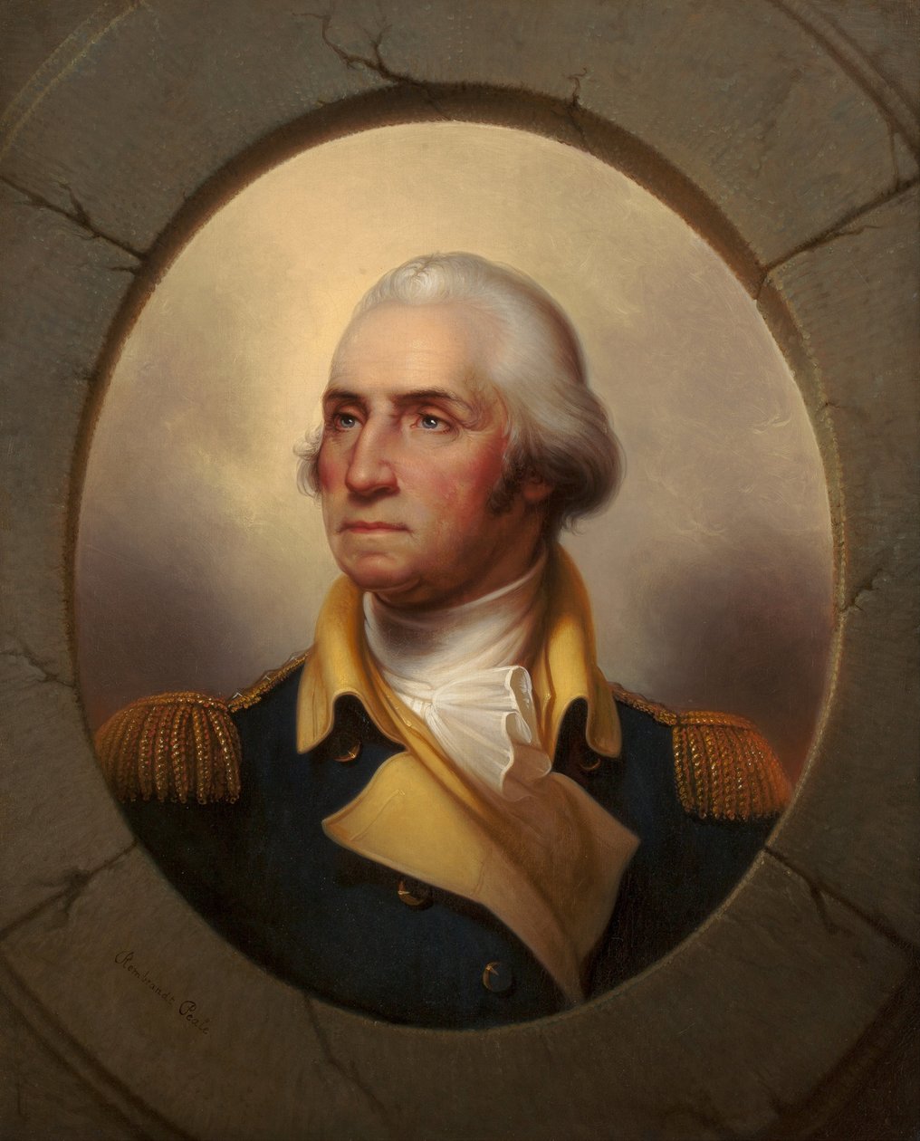 Portræt af George Washington (1732-1799), af Peale, Rembrandt (1778-1860). Olie på lærred, ca 1856. Privat samling af Rembrandt Peale
