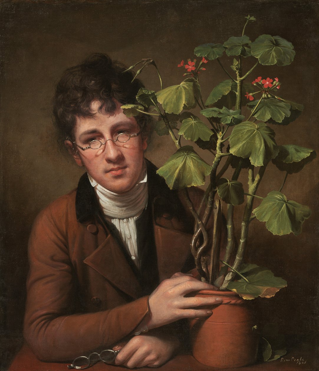 Rubens Peale med en geranium, 1801. af Rembrandt Peale