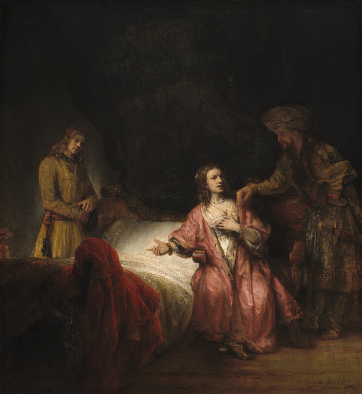 Josef anklaget af Potifars kone af Rembrandt Workshop