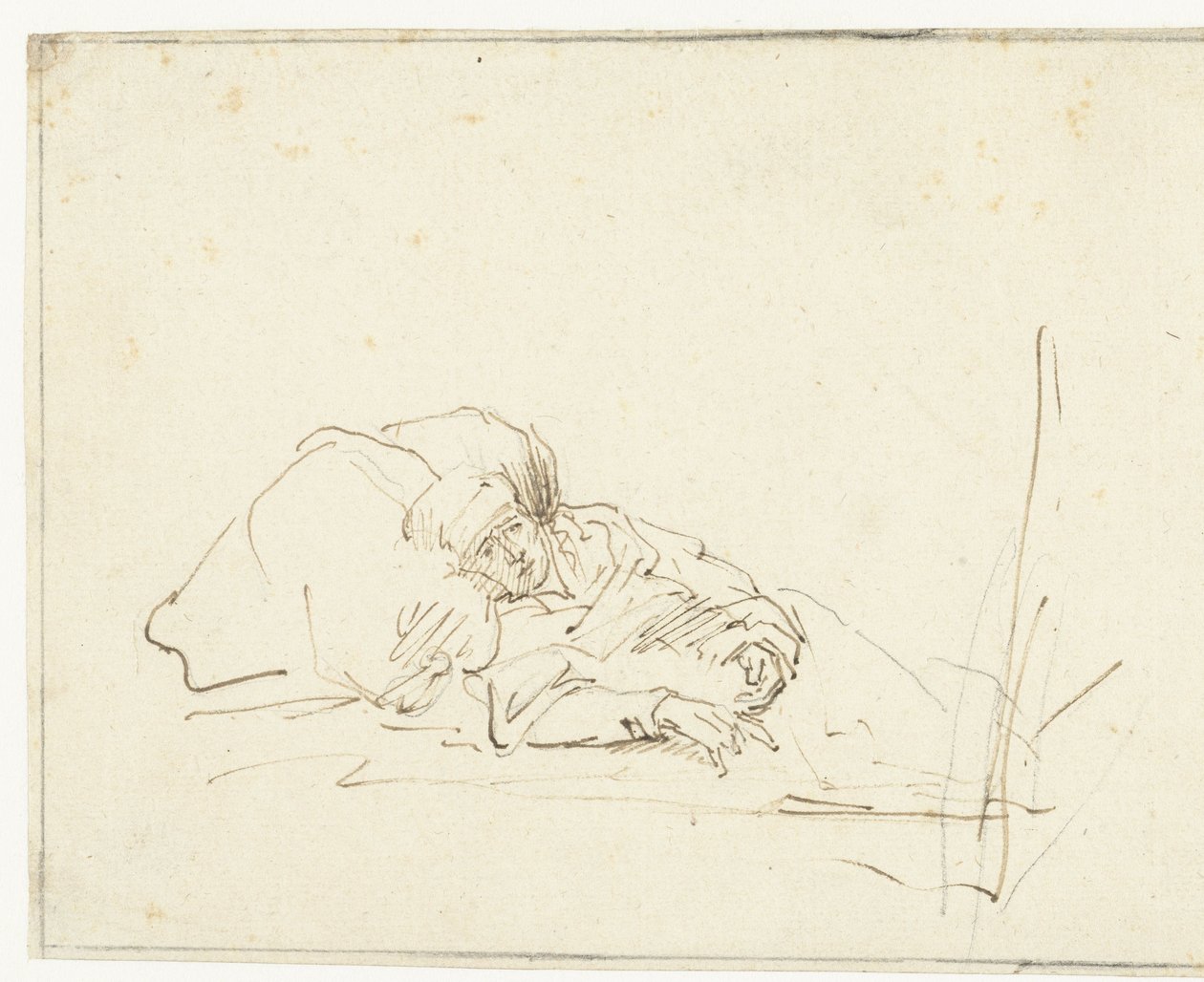 Saskia syg i seng af Rembrandt van Rijn (copy after)