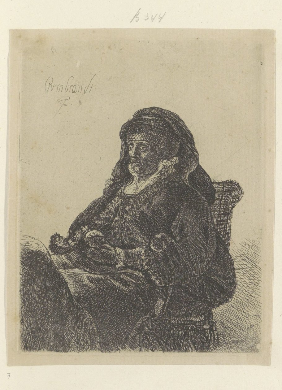 Rembrandts mor som enke med sorte handsker Recueil de quatre-vingt-cinq estampes originales (serietitel) af Rembrandt van Rijn (school of)