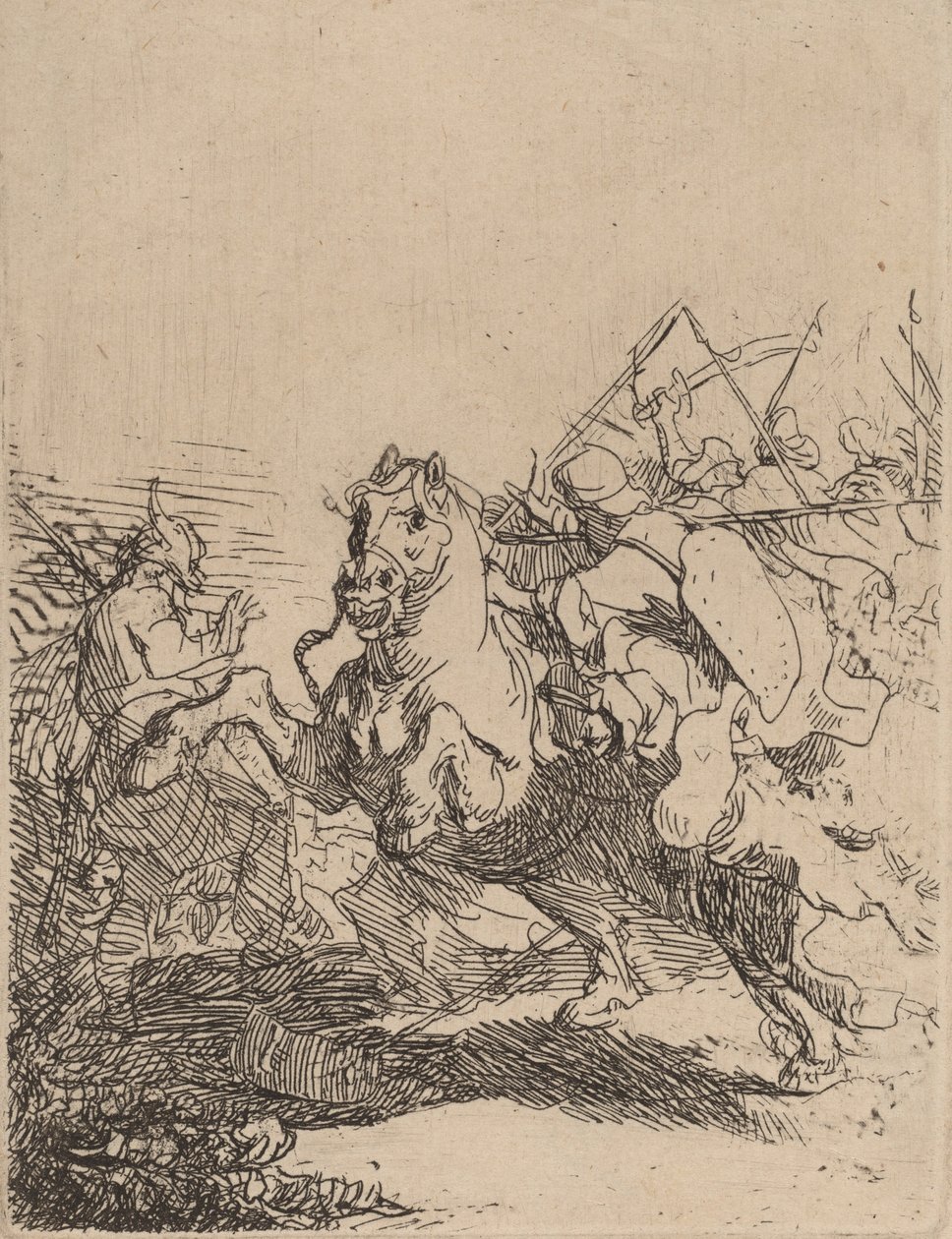 En kavalerikamp, ca. 1632. af Rembrandt van Rijn