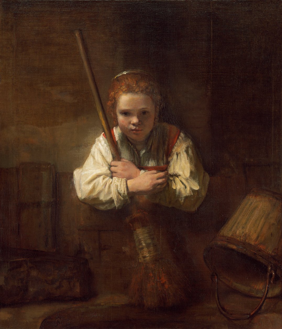 En pige med en kost, 1651 af Rembrandt van Rijn