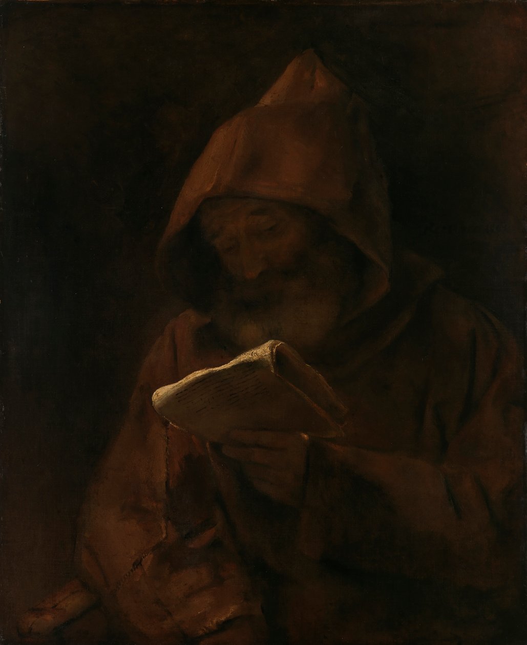 En munk læser, 1661. af Rembrandt van Rijn