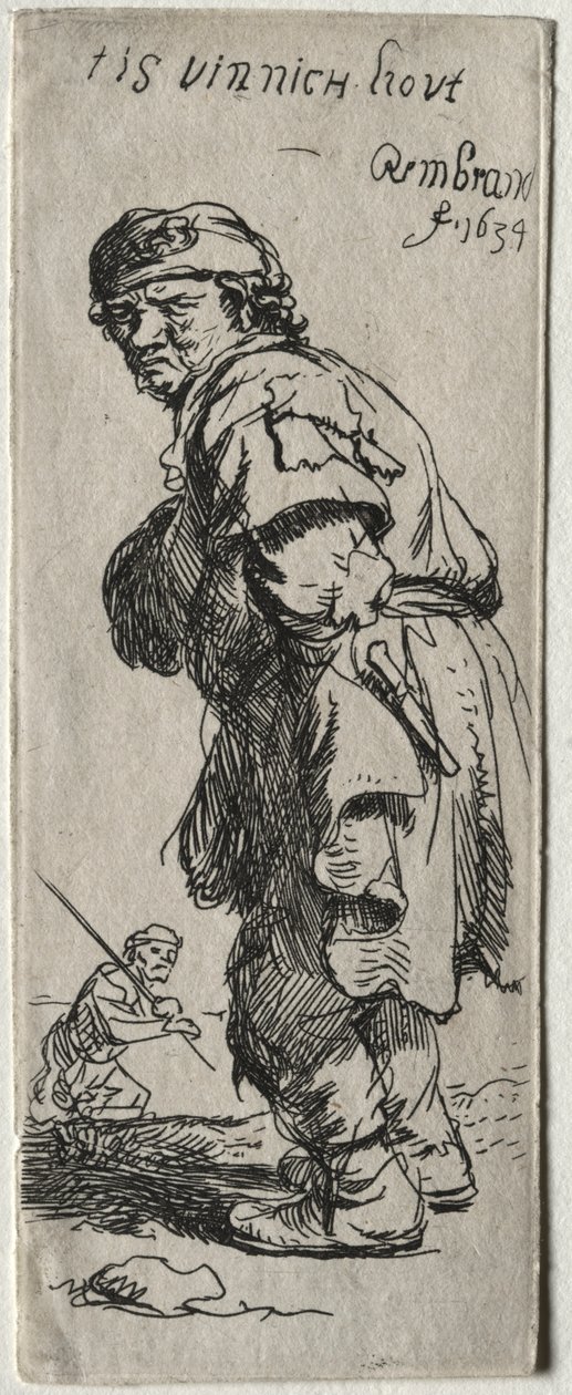 En bonde råber: "det er meget koldt" af Rembrandt van Rijn