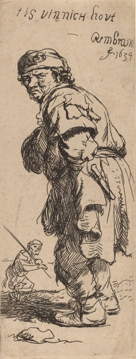 En bonde råber: tis vinnich kout Det er bidende koldt, 1634. af Rembrandt van Rijn