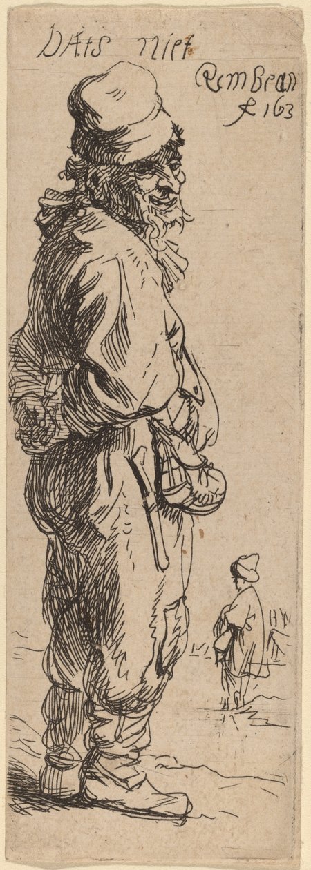 En bonde, der svarer: "Dats niet" (det er ingenting) af Rembrandt van Rijn