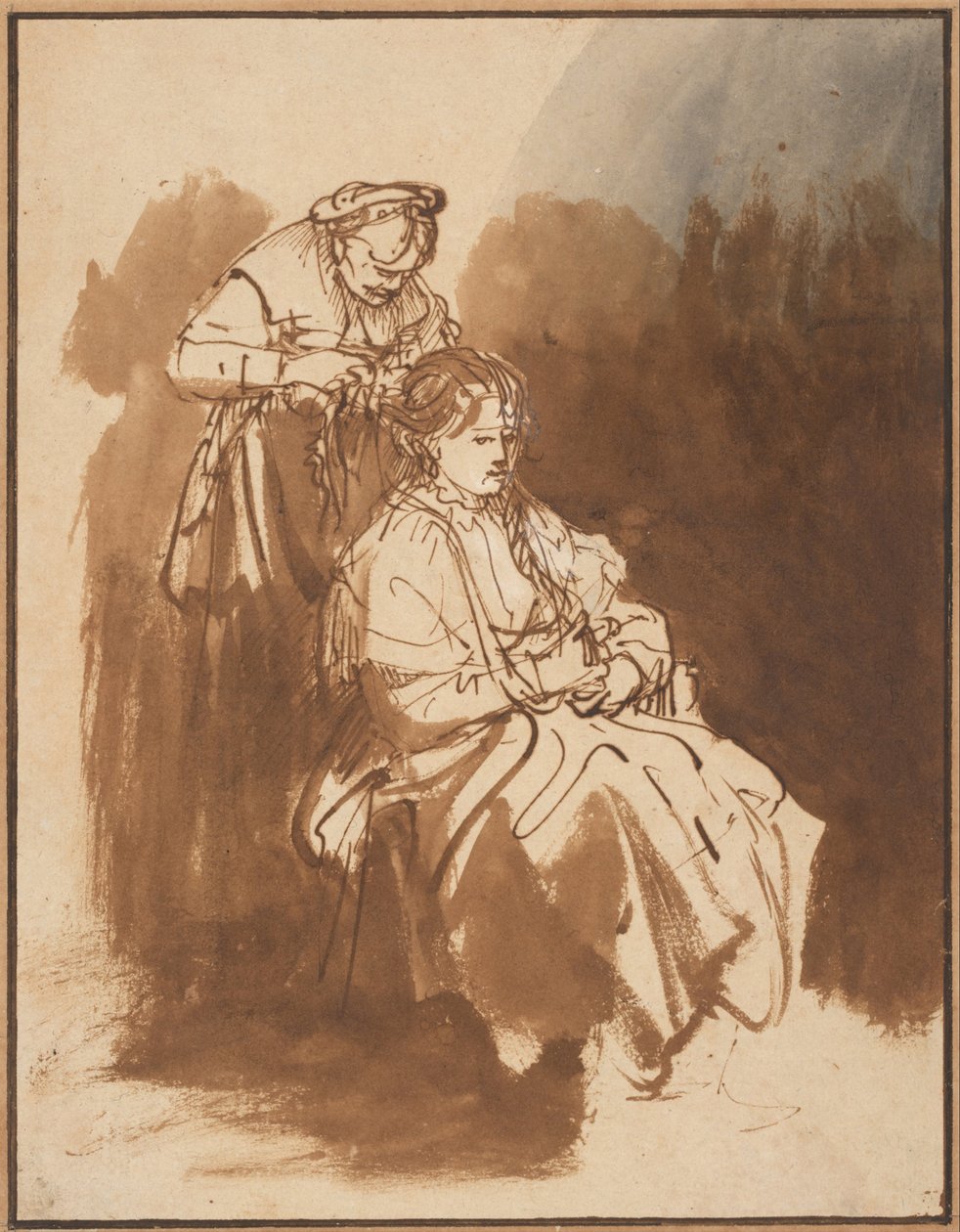 En ung kvinde med flettet hår, ca 1637 af Rembrandt van Rijn