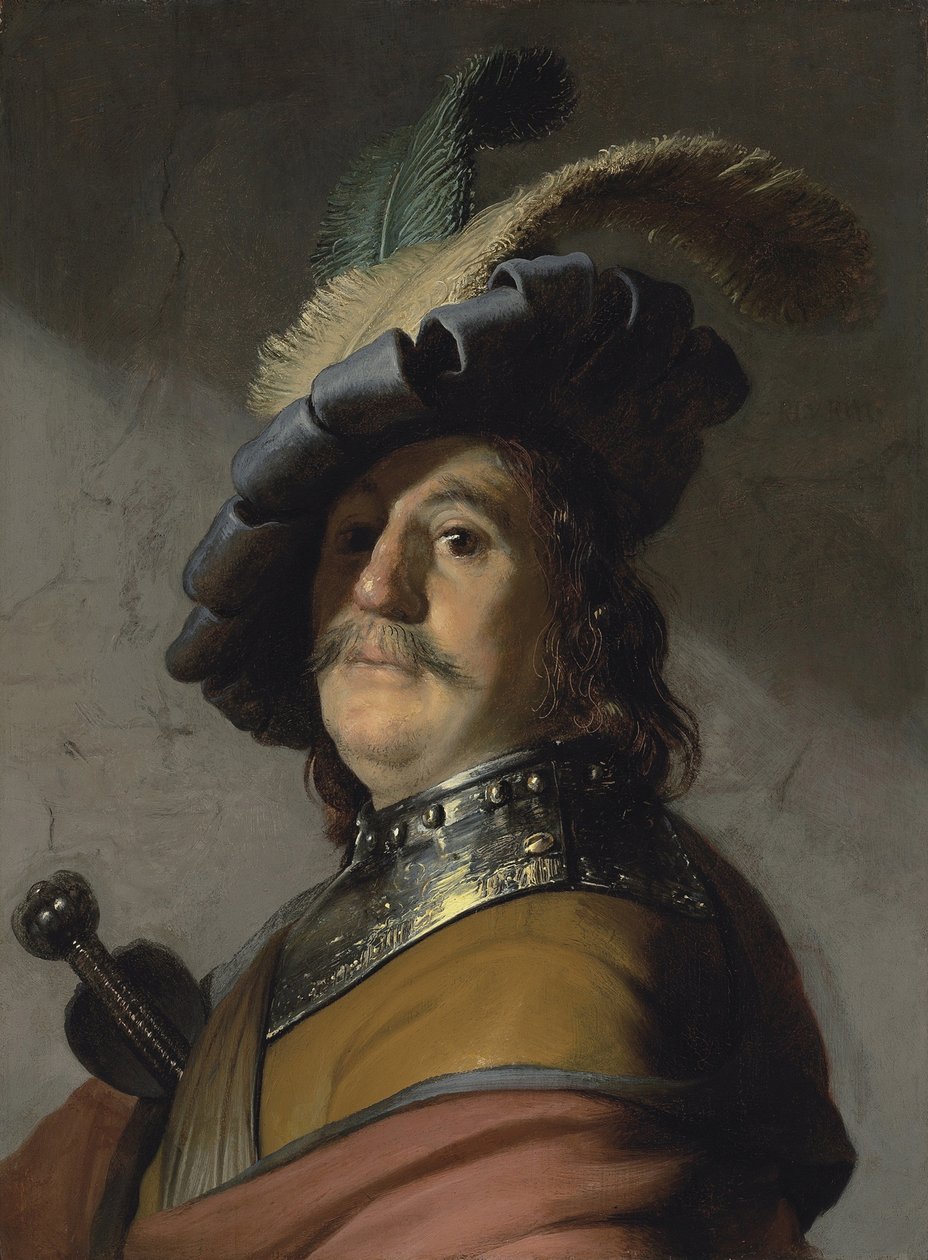 En mand i kløft og kasket af Rembrandt van Rijn