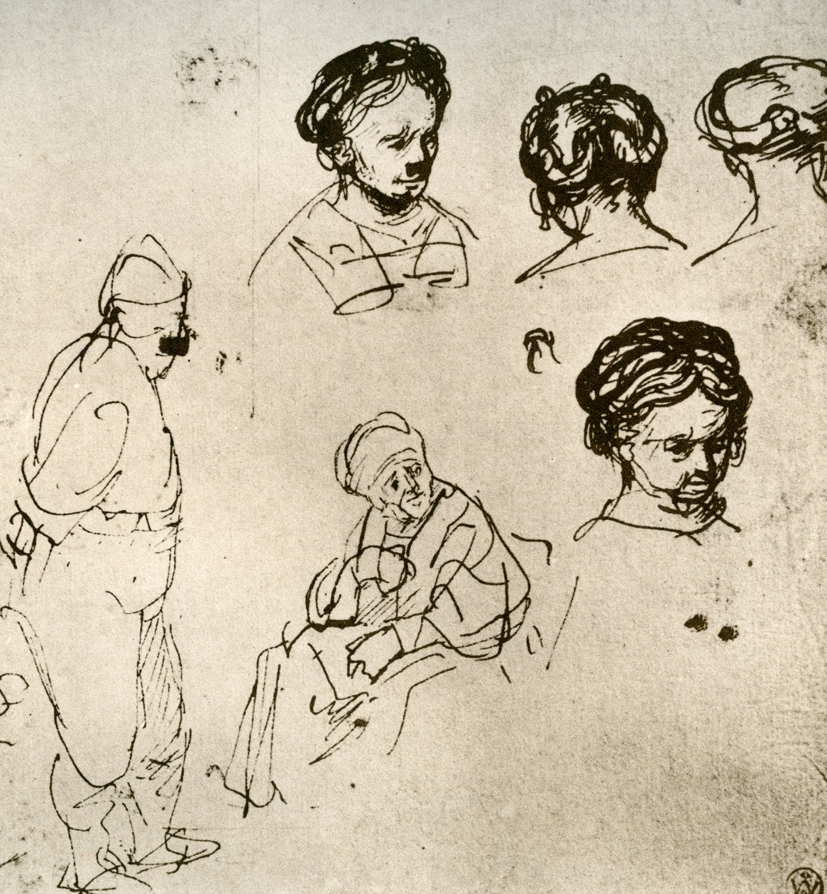 En side med skitser, 1913. af Rembrandt van Rijn