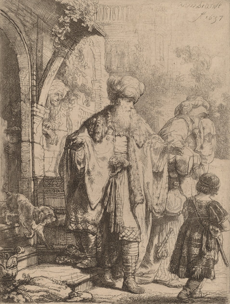 Abraham kaster Hagar og Ismael ud, 1637. af Rembrandt van Rijn