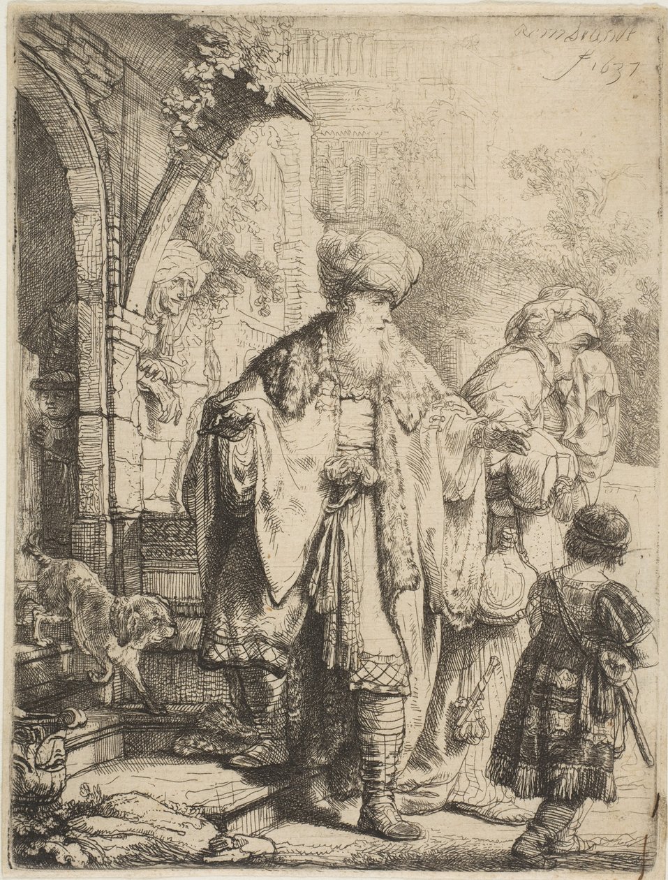 Abraham kaster Hagar og Ismael ud, 1637. af Rembrandt van Rijn