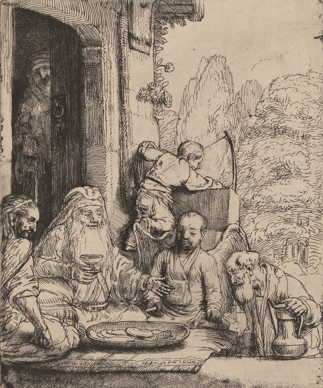 Abraham underholder englene, 1656. af Rembrandt van Rijn