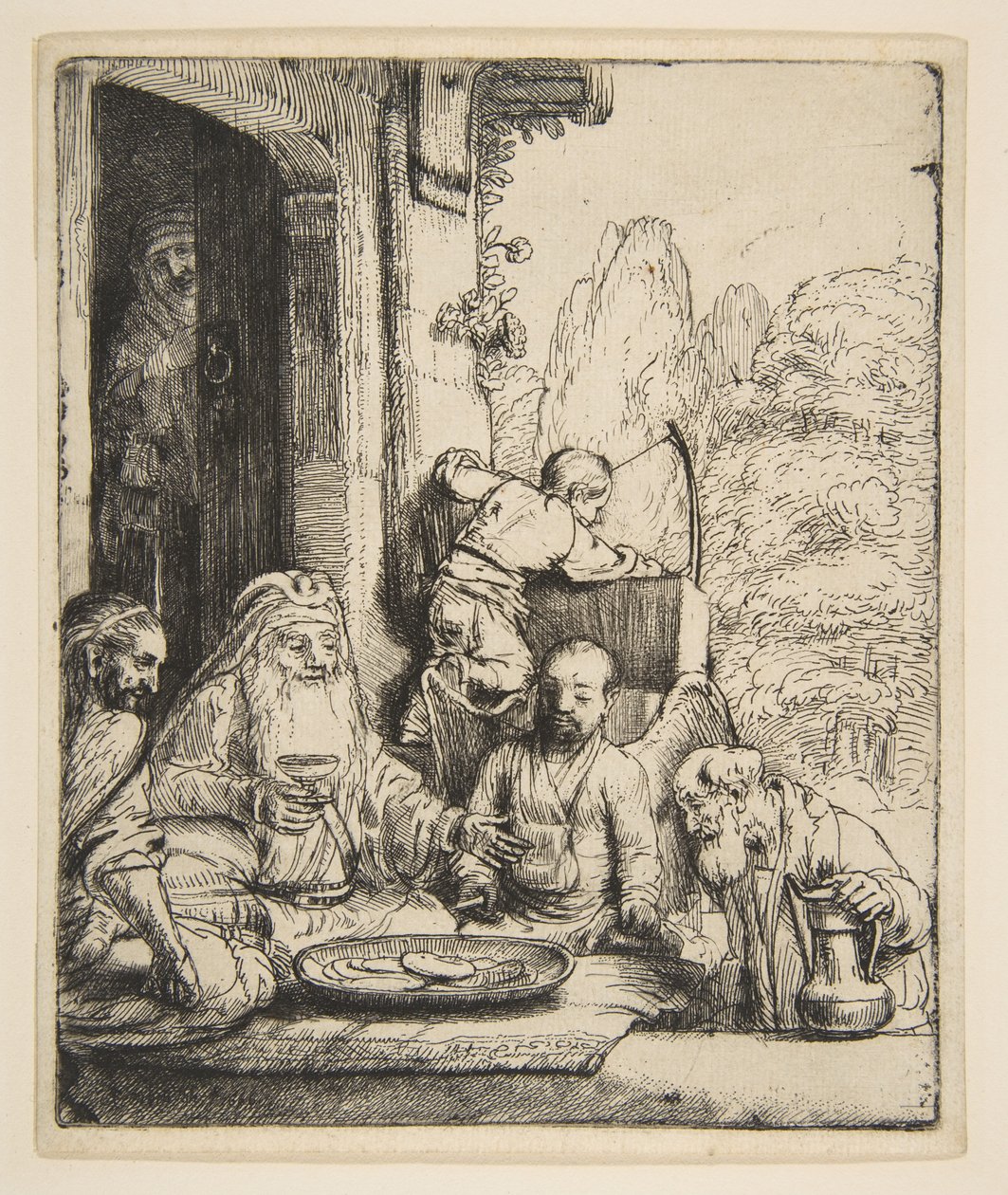 Abraham underholder englene, 1656. af Rembrandt van Rijn