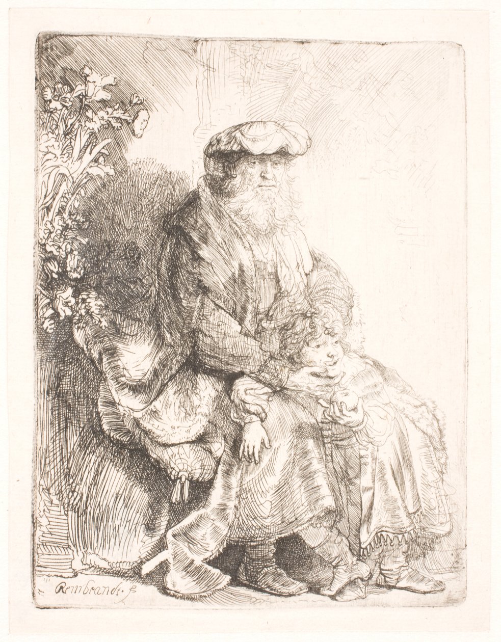 Abraham kærtegner Isak af Rembrandt van Rijn
