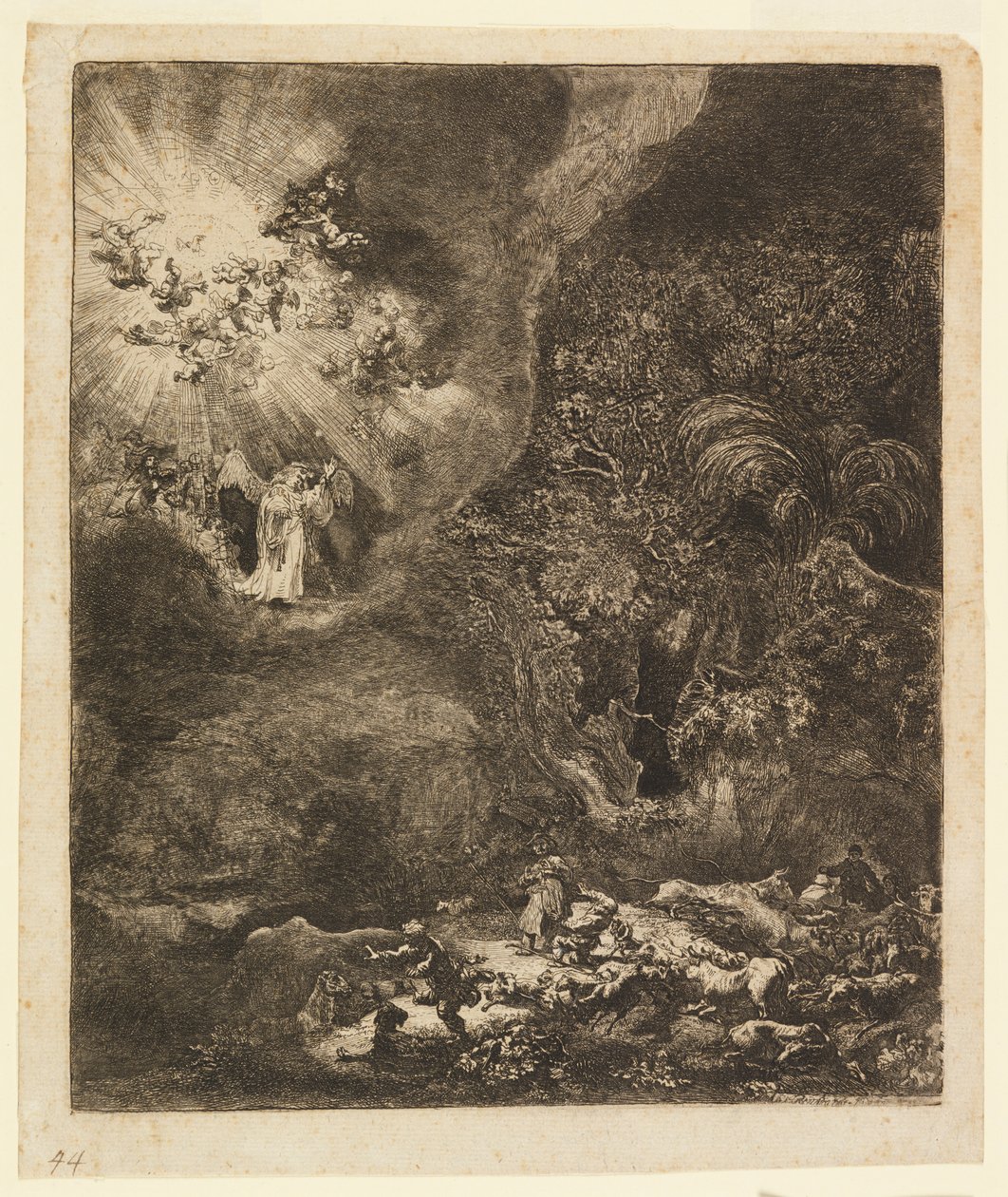 Englen viser sig for hyrderne af Rembrandt van Rijn