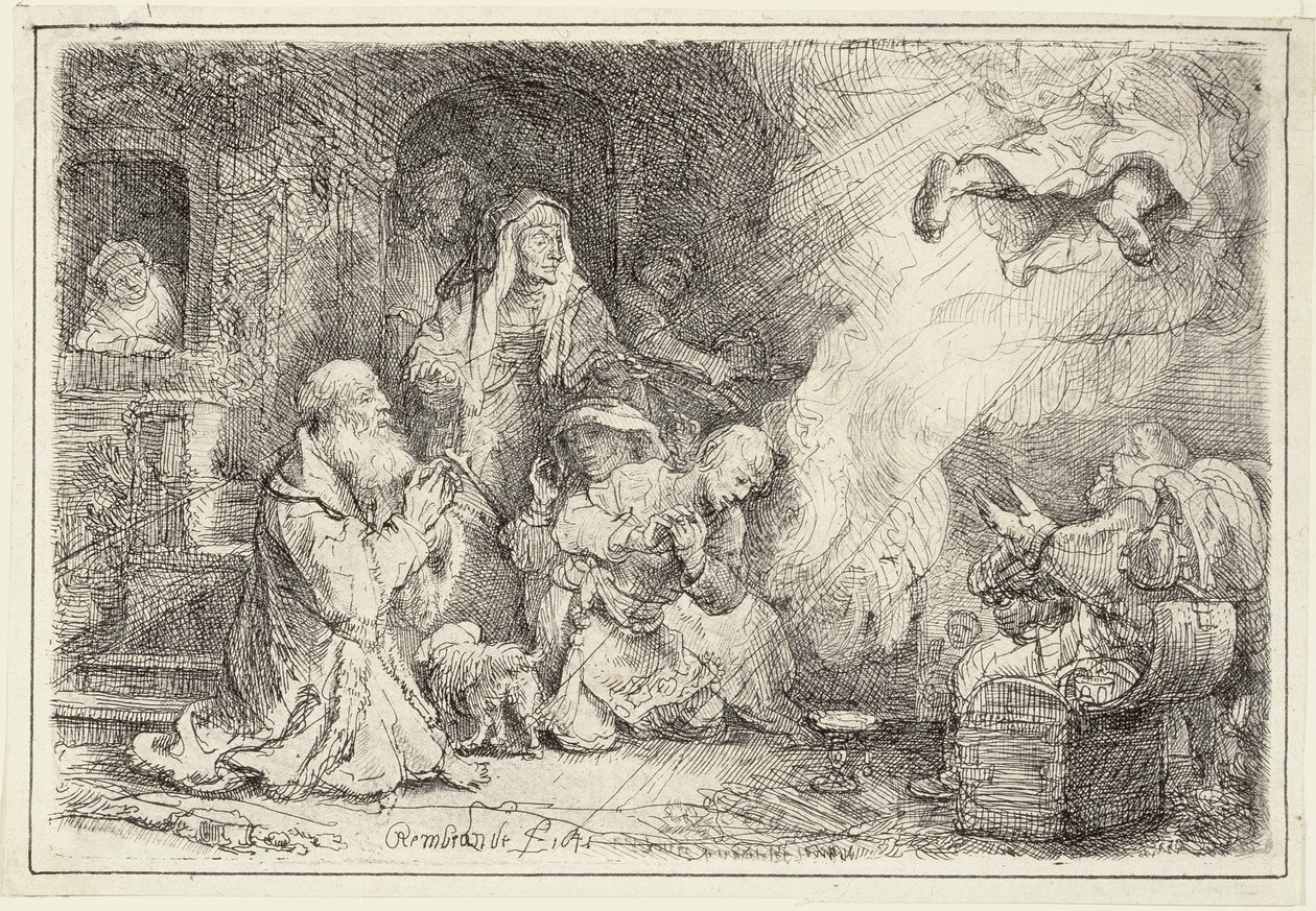 Engel afgår fra familien af Tobias, 1641 af Rembrandt van Rijn