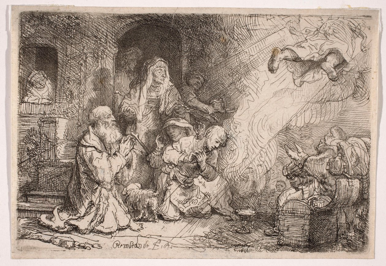 Englen, der forlader Tobias’ familie af Rembrandt van Rijn