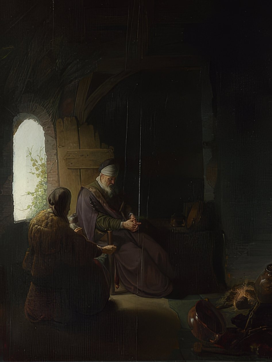 Anna og den blinde Tobit. Omkring 1630 af Rembrandt van Rijn