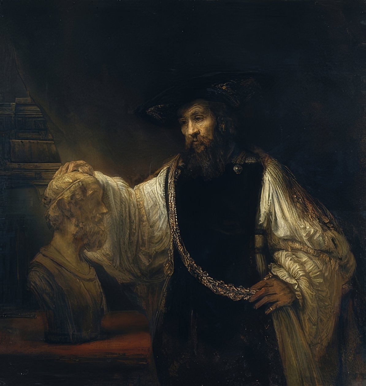Aristoteles foran busten af ​​Homer. 1653 af Rembrandt van Rijn
