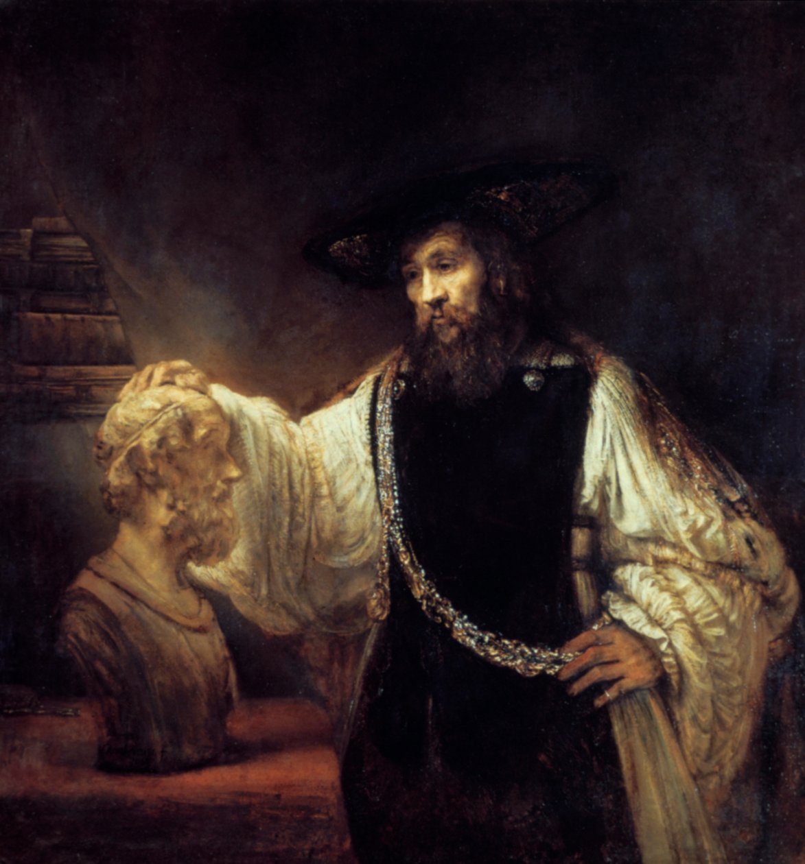 Aristoteles før busten af Homer, 1653 af Rembrandt van Rijn