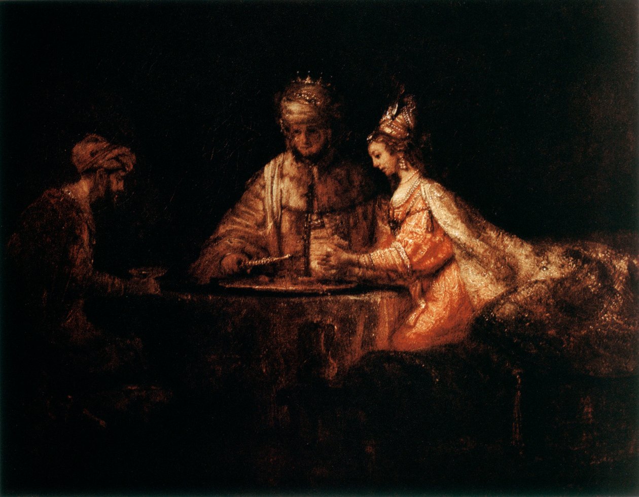 Assuerus, Haman og Esther, 1660 af Rembrandt van Rijn
