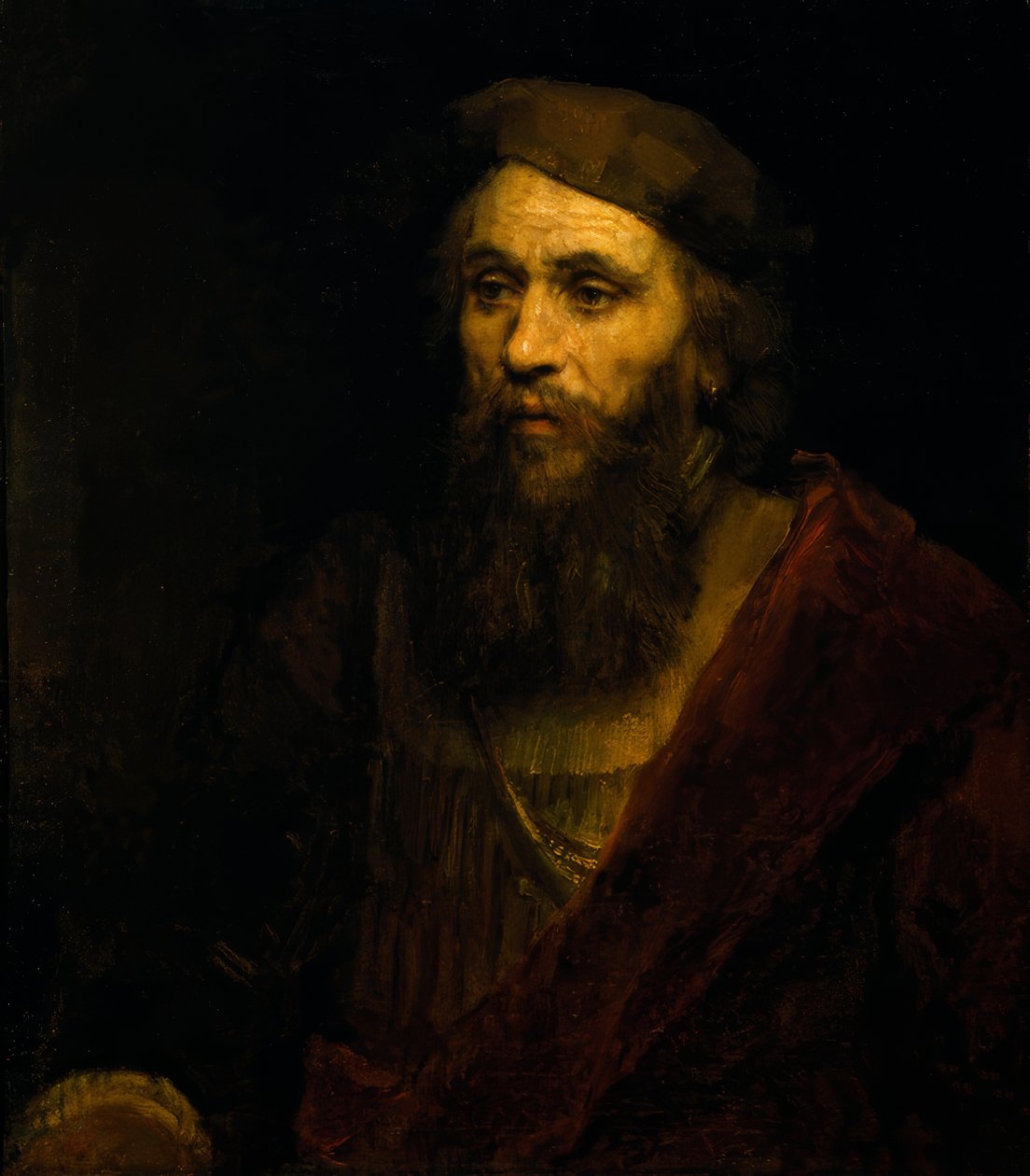 Skægget mand i hat af Rembrandt van Rijn