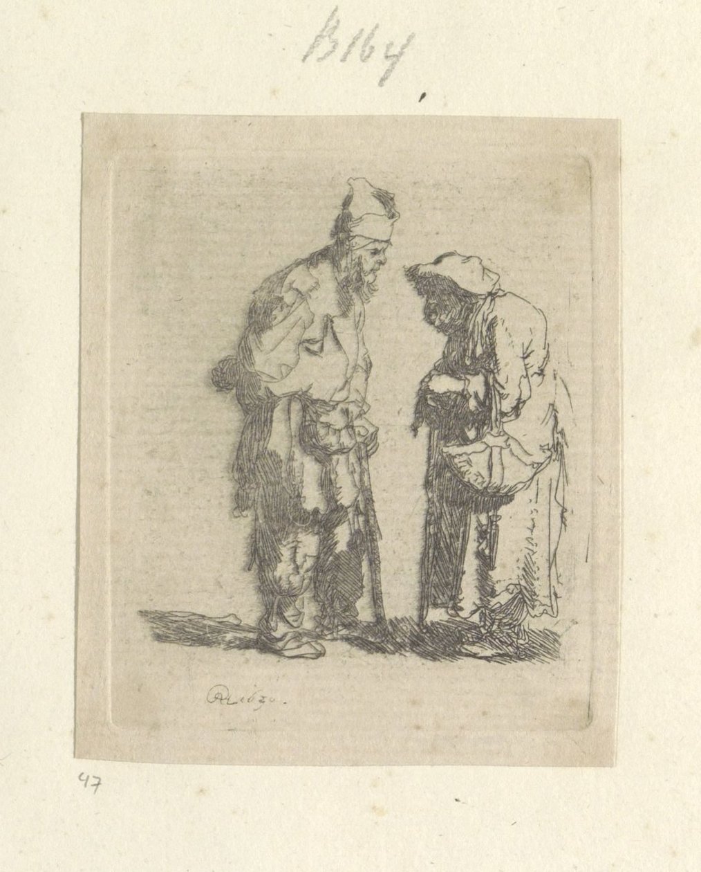 Bedelaar en bedelares in gesprek Samling af 85 originale tryk (serietitel) af Rembrandt van Rijn
