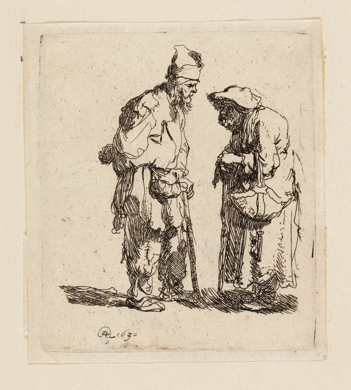 Tiggermand og tiggerkvinde i samtale af Rembrandt van Rijn